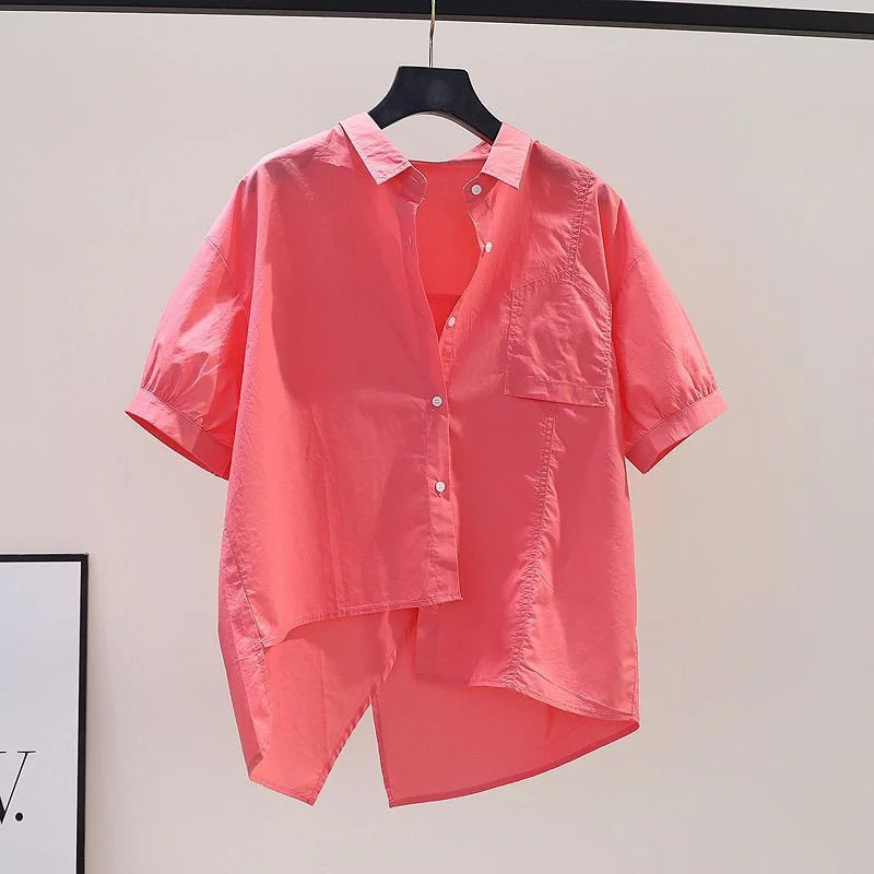 Athvotar Athvotar Simple Summer Thin Short-Sleeved Shirt Women 2025 New Fashion Loose Long Pocket Cardigan Shirt