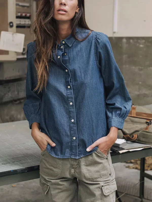 comfortable daily airy women's denim shirt