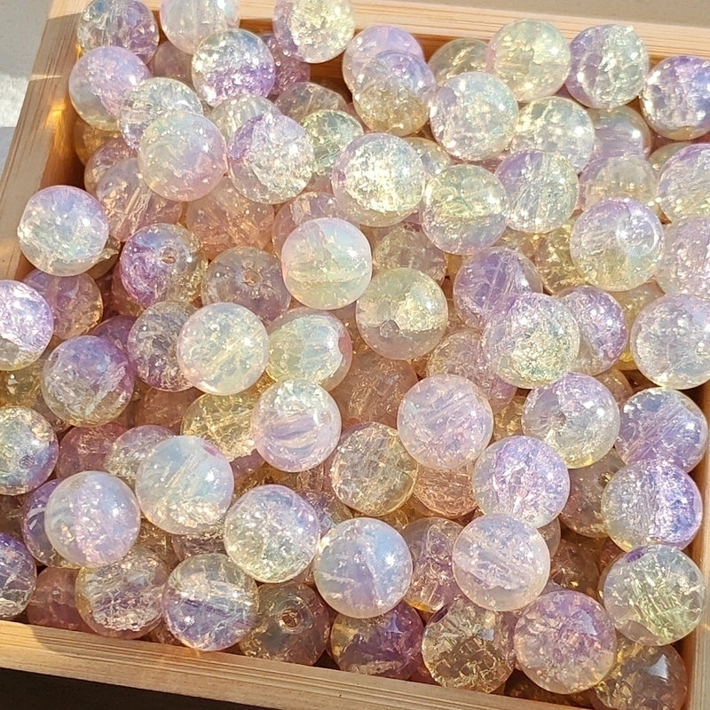 New 8/10mm Water Dyed Protein Jade Broken New Chinese Style Gold Sprinkling Glass Bead DIY Bracelet Ornament Straight Hole Beads Loose Beads