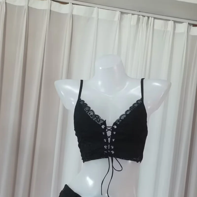 Uveng Sex Lingerie New Sexy Hollow Cross-Tied Lingerie Lace Sexy Wrapped Chest Lingerie Outside