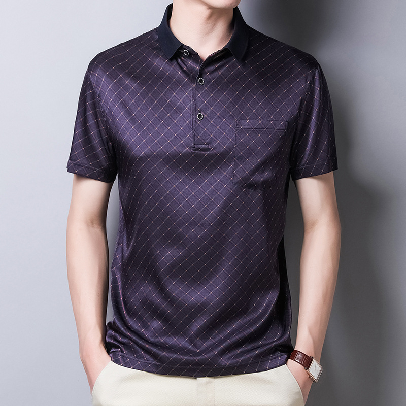 Purple Polo Silk Shirt For Mens