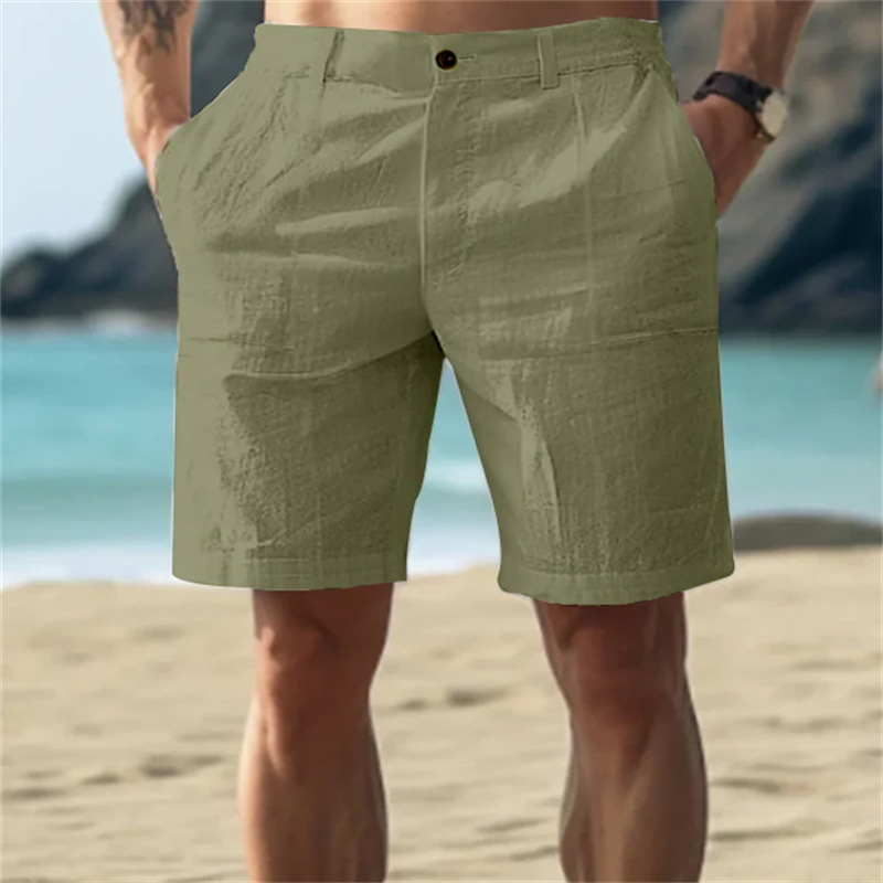 2025 Men's Linen Fashion Beach Breathable Straight Casual Shorts