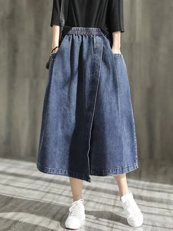 Loose Asymmetric Elasticity Split-Joint Skirts