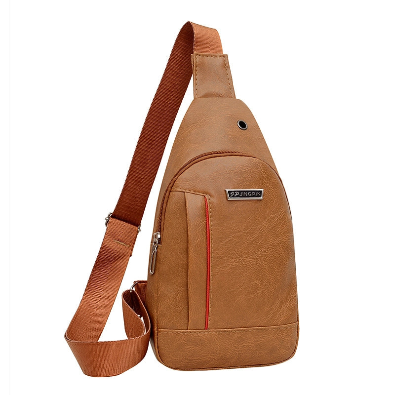 New Casual Men’s Shoulder Bag Outdoor Sports Chest Bag Men’s Pu Business Travel Messenger Bag