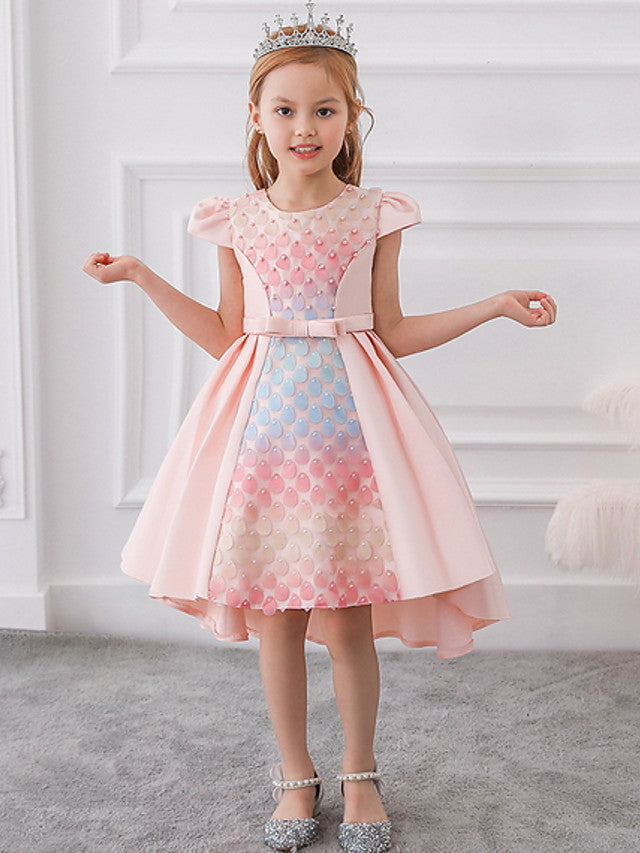 Oknass A-Line Sleeveless Jewel Neck Flower Girl Dresses With Bow Pleats