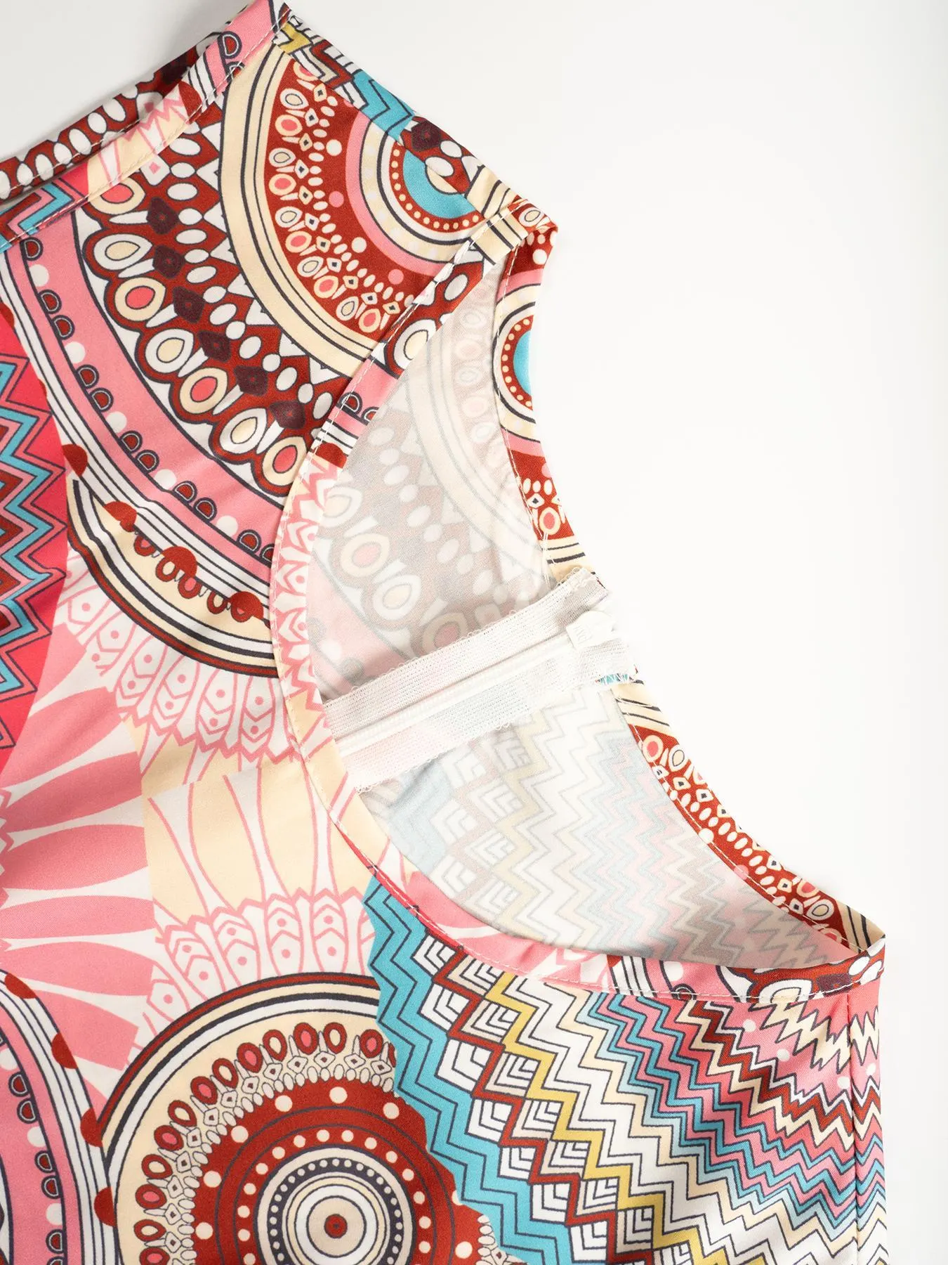 Women's Bohemian Style Sleeveless Jumpsuit, All over Print, Fitted, Casual, Round Neck, Wide Leg, Elastic Waist, Party & Vacation, Boho