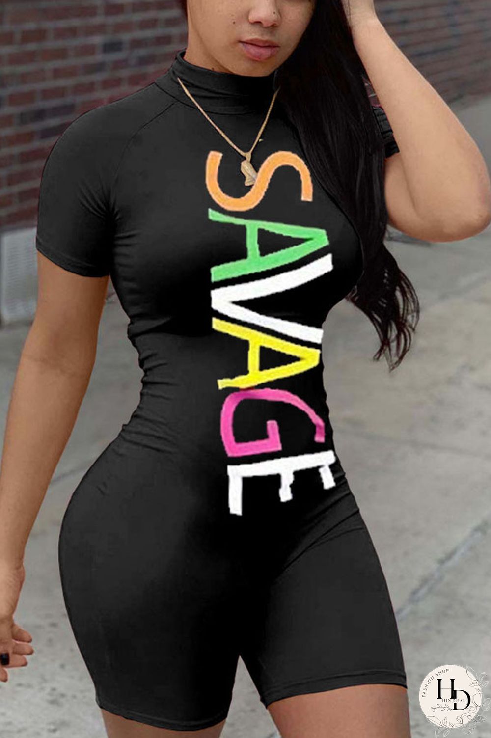 Orange Casual letter Short Sleeve Jumpsuits