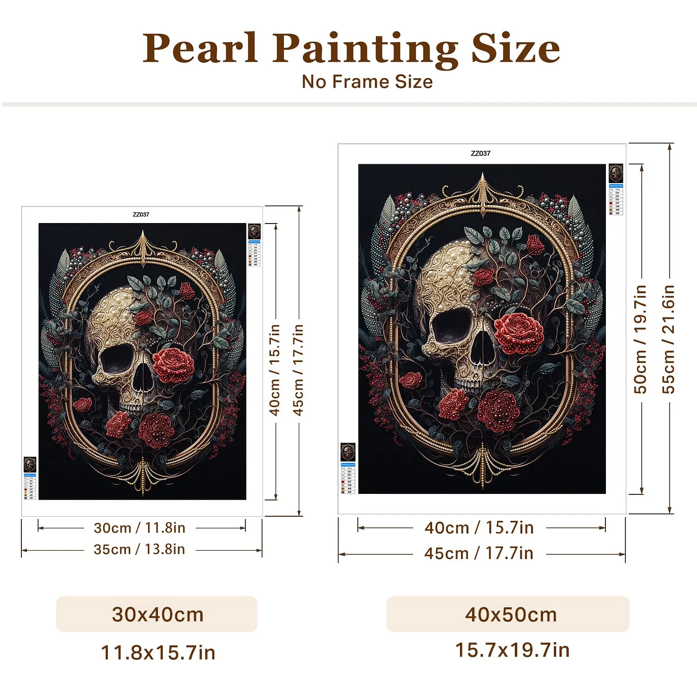 Red Rose Wreath Skull - Pearls Painting