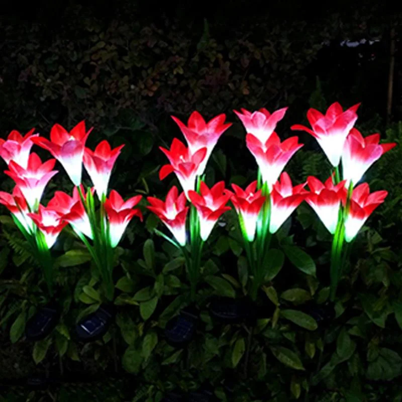 Solar Flower Lights, New Upgraded Multi-Color Solar Outdoor Lily Lights (2 Pack, Waterproof 7 Color)