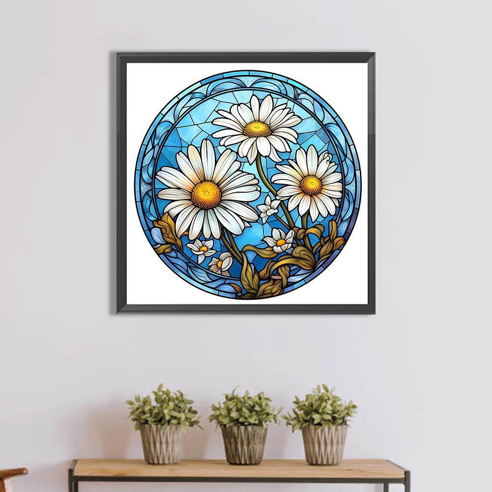 Diamond Painting - Full Round Drill - Stained Glass Flower(30*30cm)