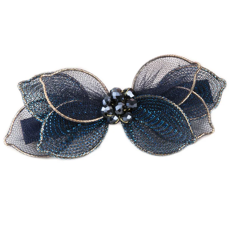 Ruili rhinestone gauze spring hair clip
