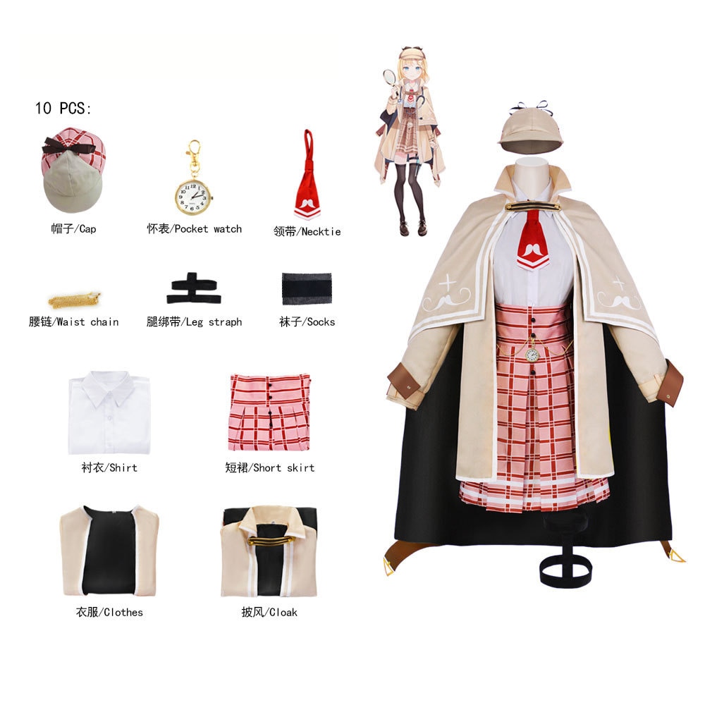[Wetrose] In Stock Watson Amelia Ame Hololive EN Vtuber Detective Cosplay Costume Wig Full Set