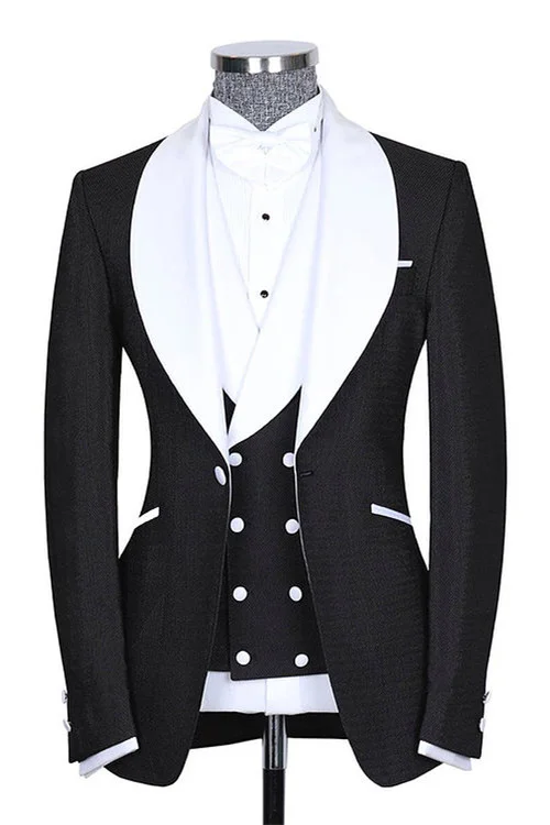 Daisda New Arrive Beach Wedding Suits For Groom With Black Shawl Lapel 