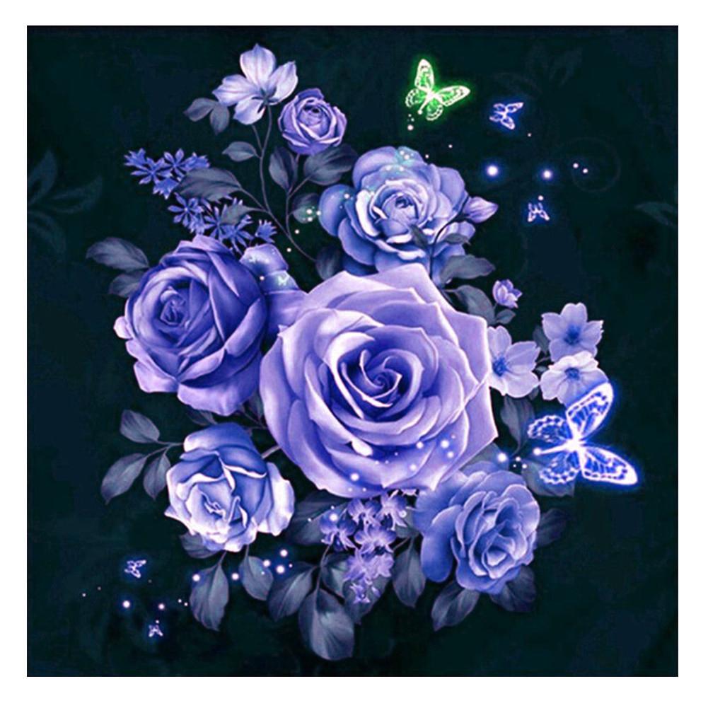 Rose Purple Round Drill Diamond Painting 30X30CM(Canvas) gbfke