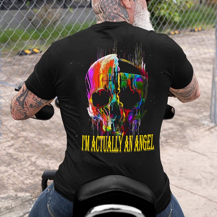 "I'm actually an angel" Skull Fun Print Men's T-Shirt