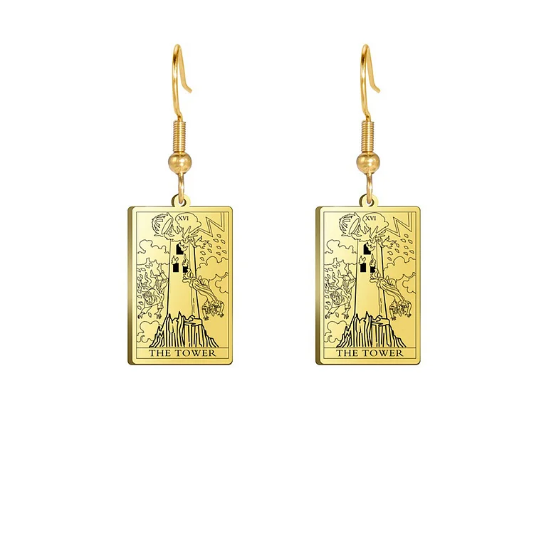 The Tower Tarot Card Dangle Earrings