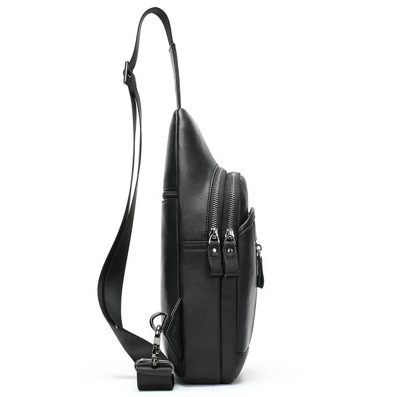 Retro Men's Leather Chest Bag Casual Sports Crossbody Bag