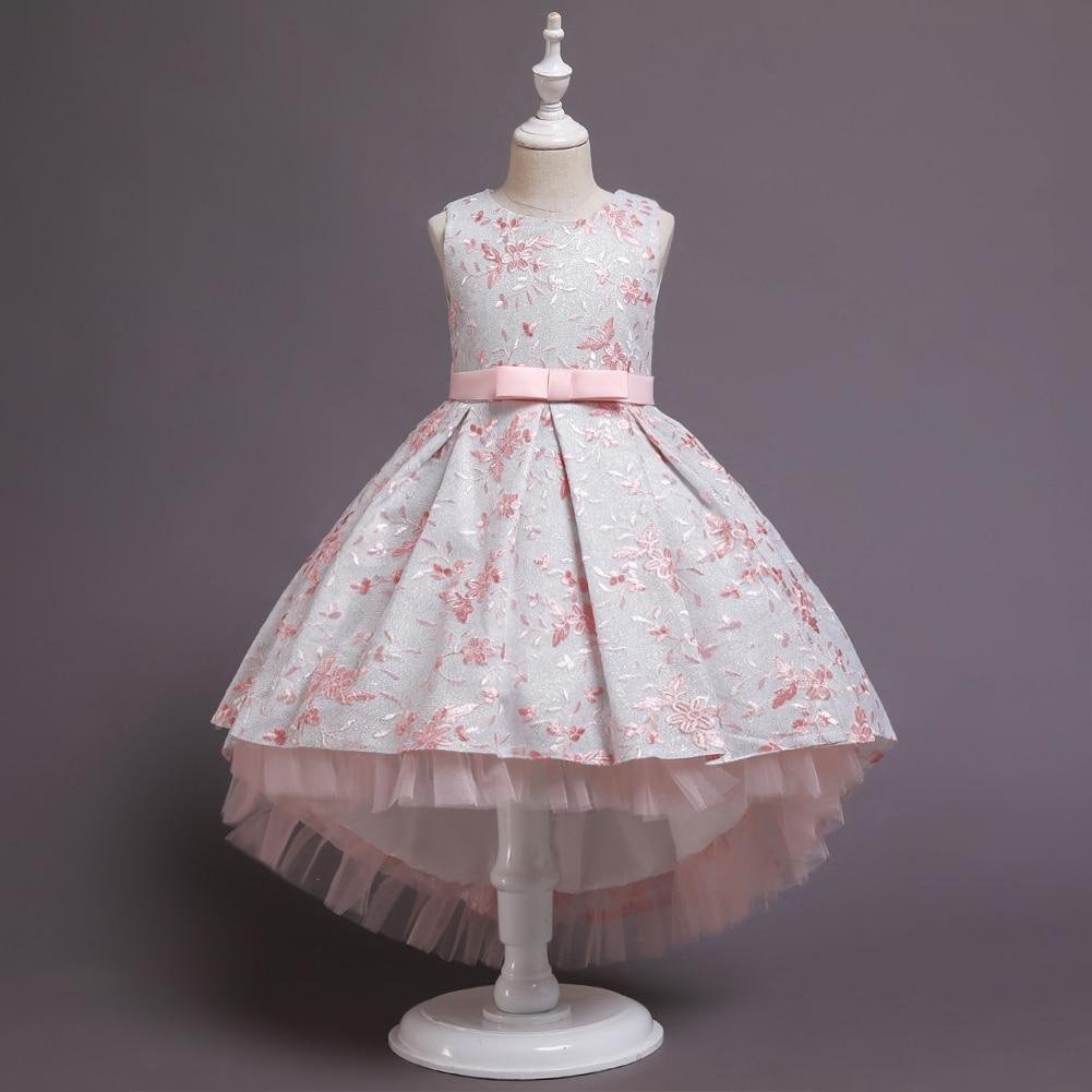 Noble Princess Flower Girl  Long Tailed  Wedding Gown S For 4-14 Years Old Custom Fashion Kid Evening Dress