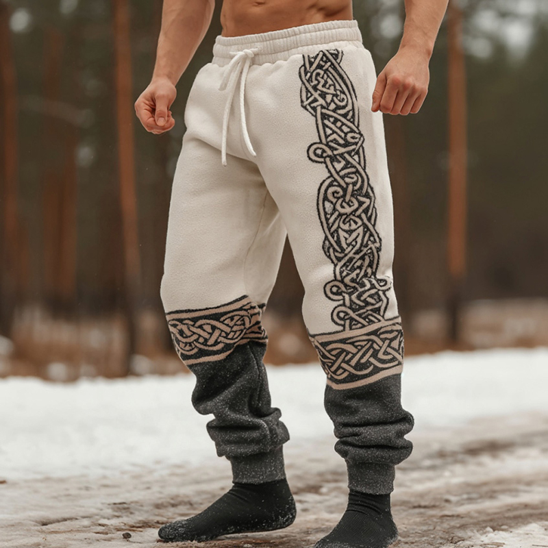 Men's Retro Viking Style Celtic Knot Color Block Casual Pants elevenforest