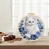 White Cat-DIY Embroidery Kit with Pattern Cotton Threads Needles Hoop 30*30cm