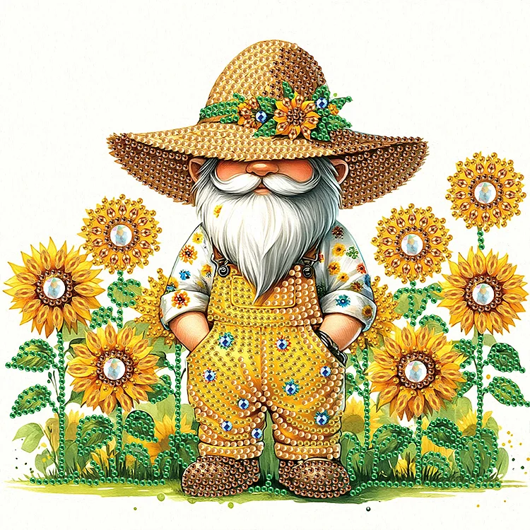 Sunflower Gnomes 30*30cm (Canvas) Special Shaped Drill Diamond Painting gbfke