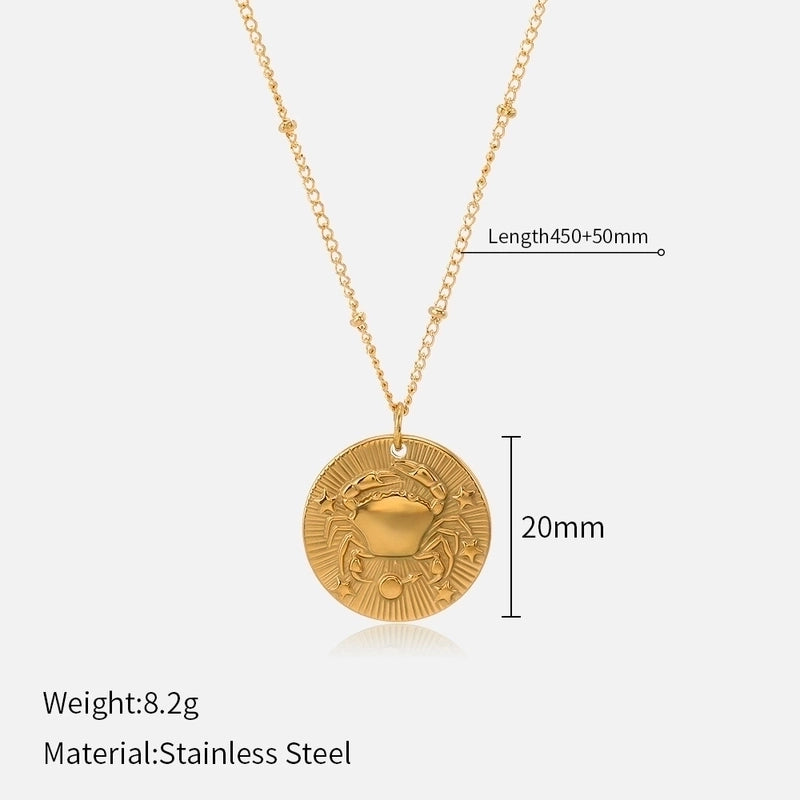 Titanium Steel Minimalist Plating Round Constellation Pendant Necklace