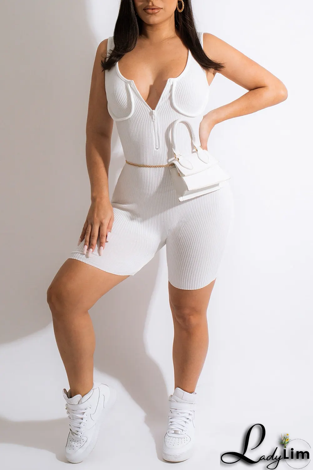 Black Sexy Solid Split Joint Zipper Collar Skinny Jumpsuits