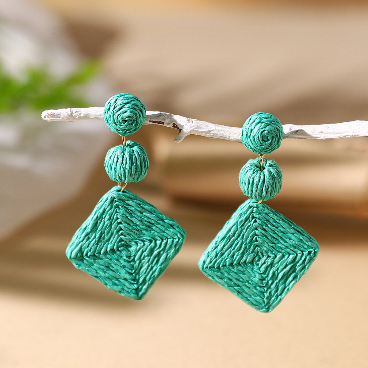 Women's Holiday Bohemian Style Raffia Hand-woven Earrings