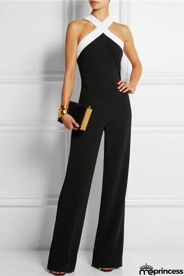 High Waist Color Block Jumpsuit