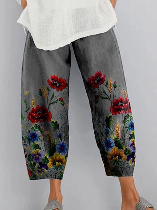 Women Loose Casual Floral Pants