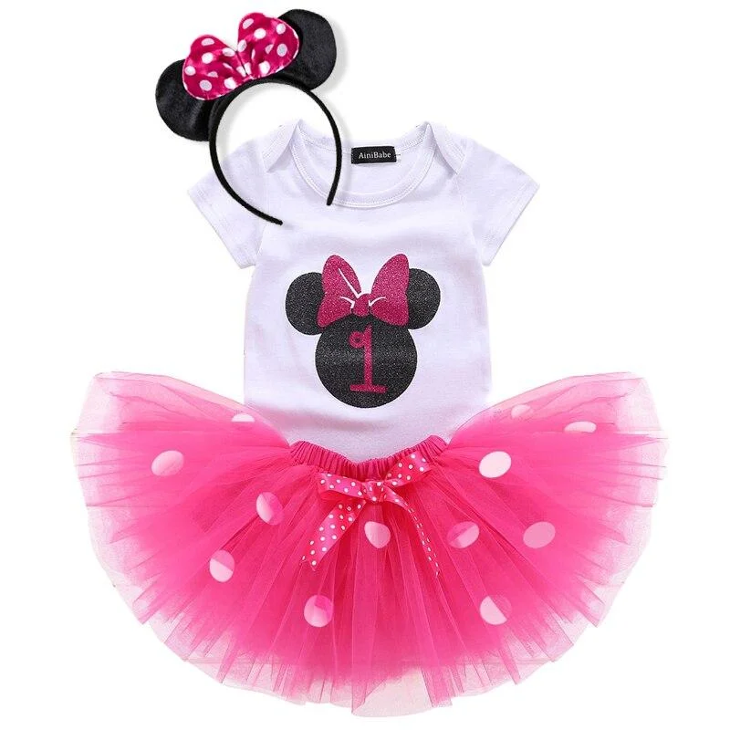 2 Years Baby Girl Dots Dress 1st Birthday Outfit Fancy Tutu Cake Smash Dresses Girl Infant Costume For Kids Party Clothes Girl