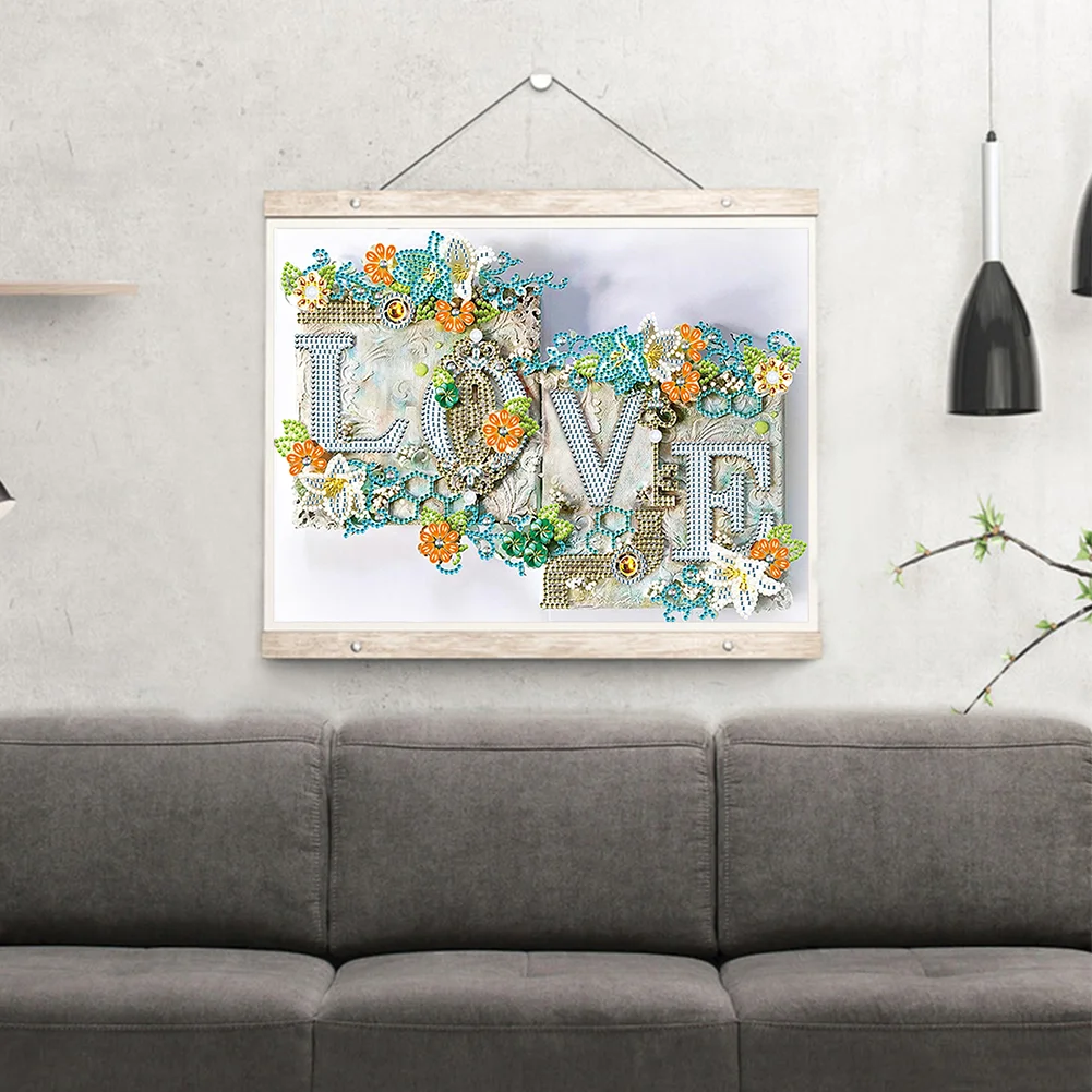 Diamond Painting - Partial Special Shaped Drill - Love(40*30cm)