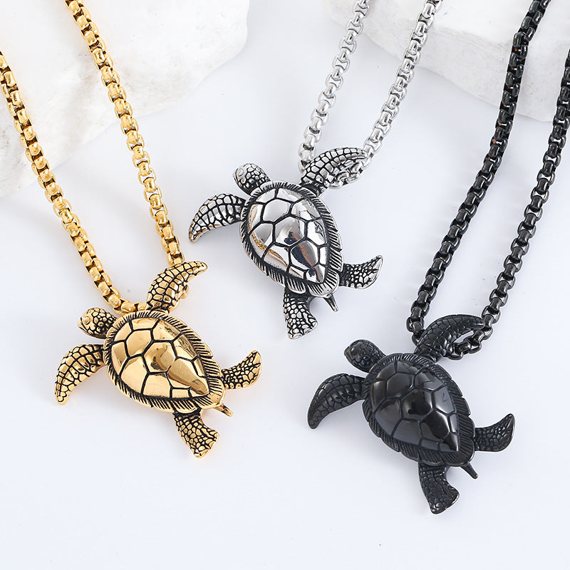 IG Style Turtle Stainless Steel Distressing Pendants