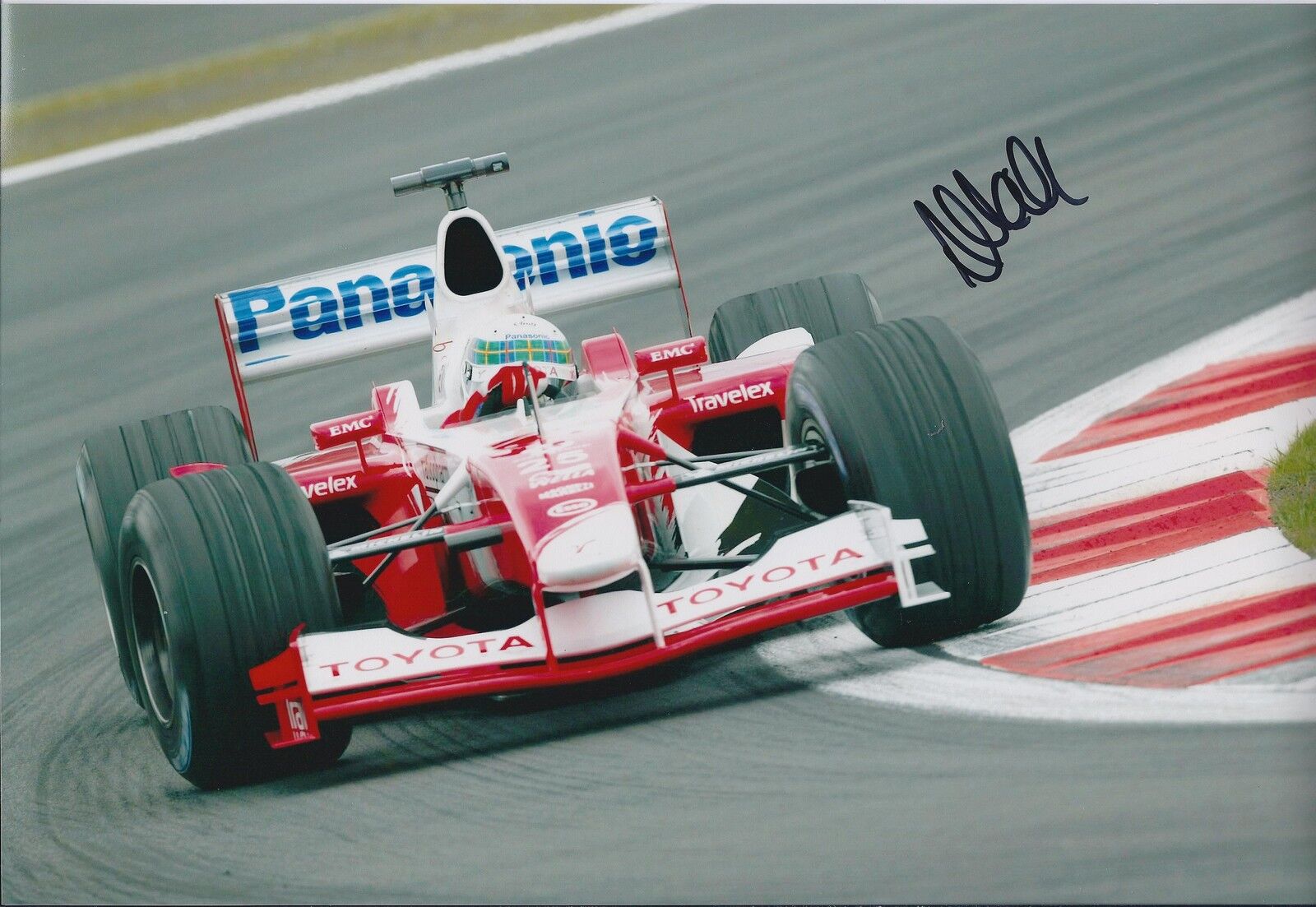 Allan McNISH SIGNED Toyota Panasonic F1 12x8 Photo Poster painting AFTAL COA Autograph