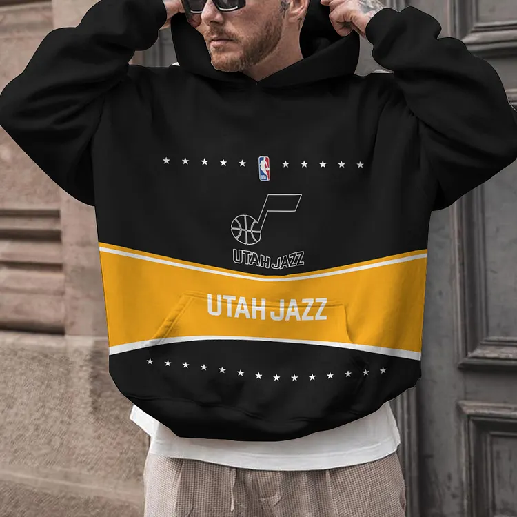 Utah Jazz  Printed Hooded Pocket Pullover Hoodie