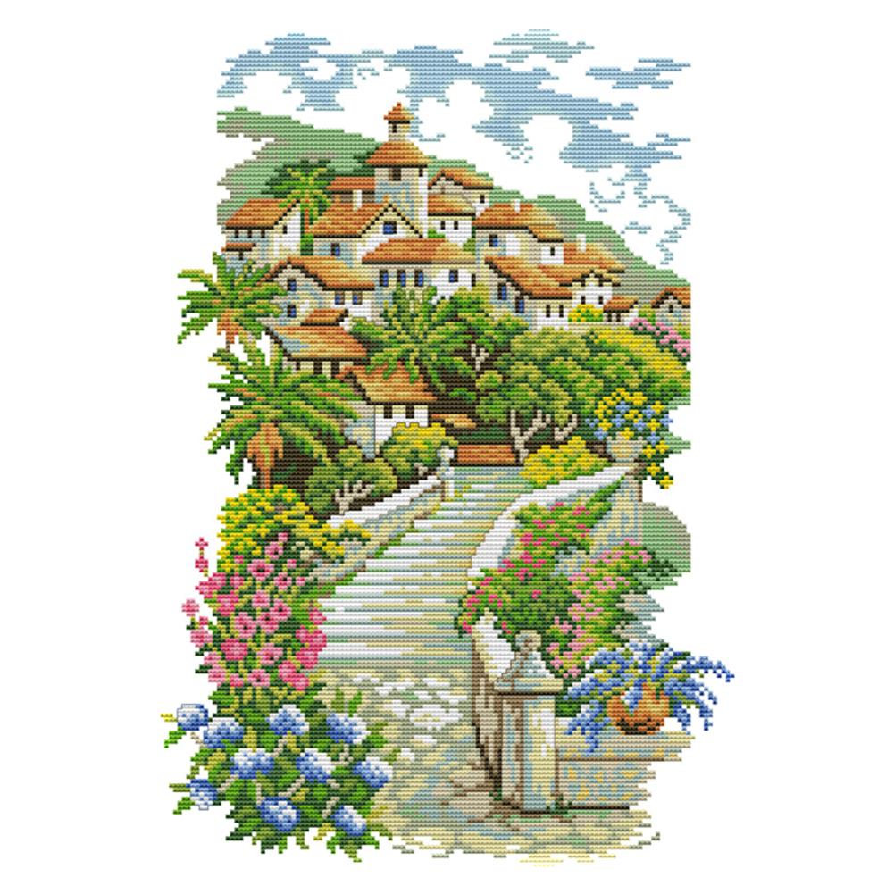 

European Castle - 14CT Stamped Cross Stitch - 31*43cm, 501 Original