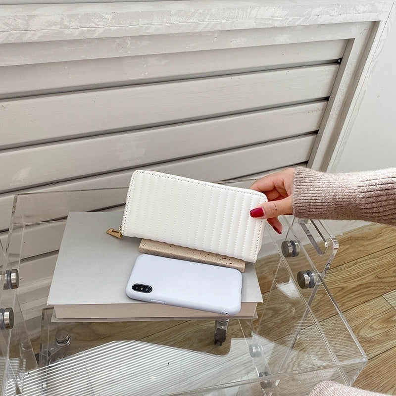 Women’s Solid Color Pu Leather Zipper Wallets