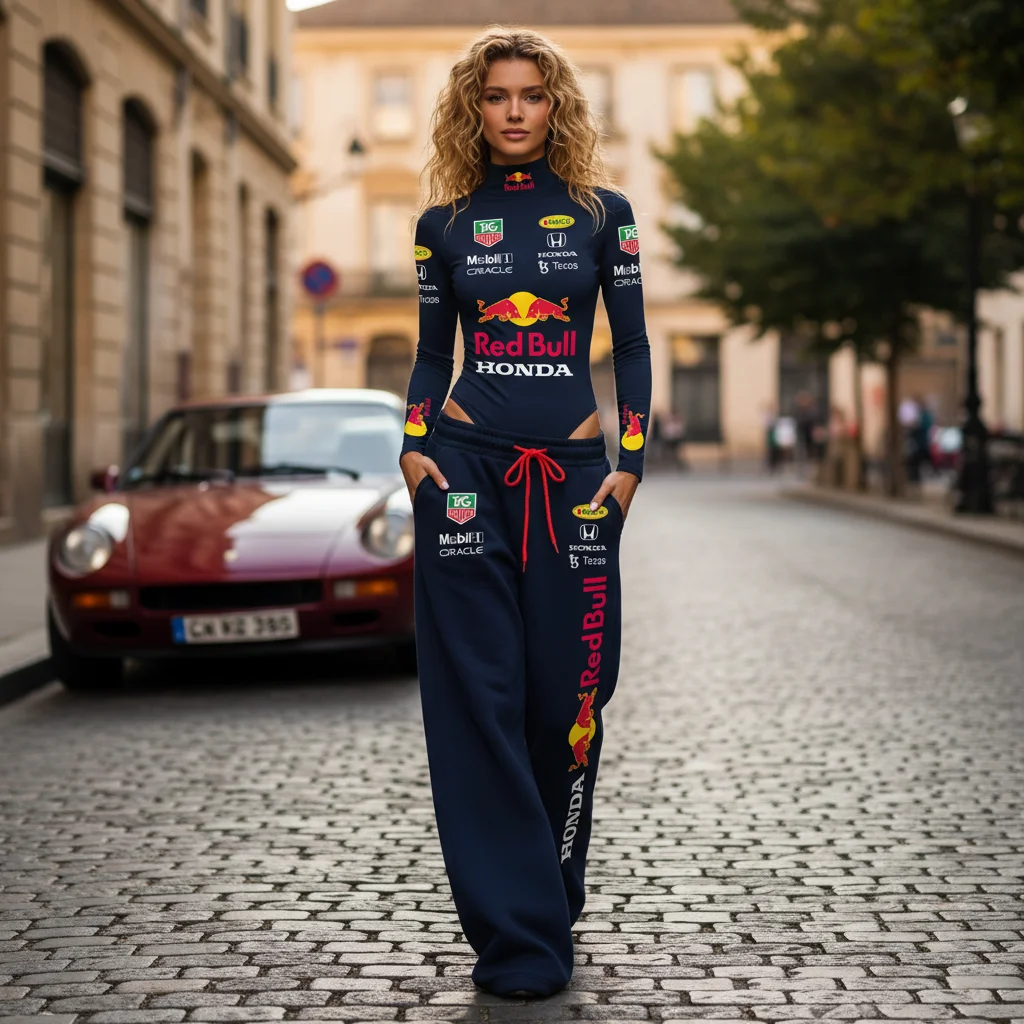 Racing Inspired Full-Body Suit And Sweatpants Set