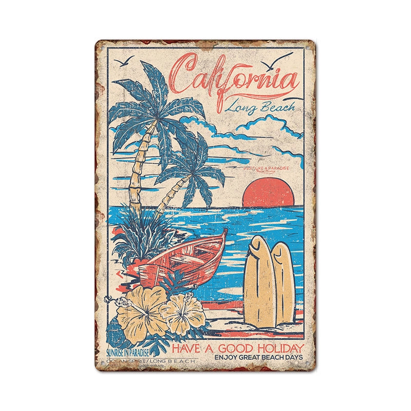 Beach Artistic Letter Landscape Iron Mural Wall Art