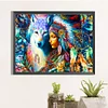 Diamond Painting-DIY Full Round Drill Indian and Wolf