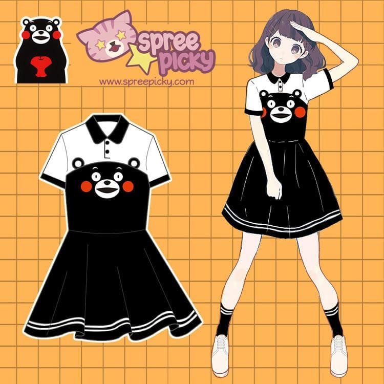 [Kumamoto] S/M Black and White Kawaii Dress SP167155
