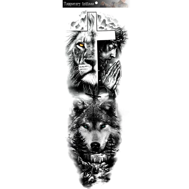 Sdrawing Temporary Tattoos Skeleton Hand For Men Women Horrer Adult Wolf Tiger Full Skull Totem Tatto Body Arm Legs Tattoos 1028-1