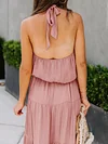 Simple Backless Halterneck Maxi Dress