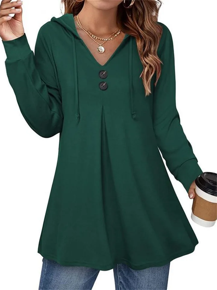 Fall New Women's Long-sleeved Blouse Buttons Casual Hoodie Temperament Commuting Casual Style Women's Clothing