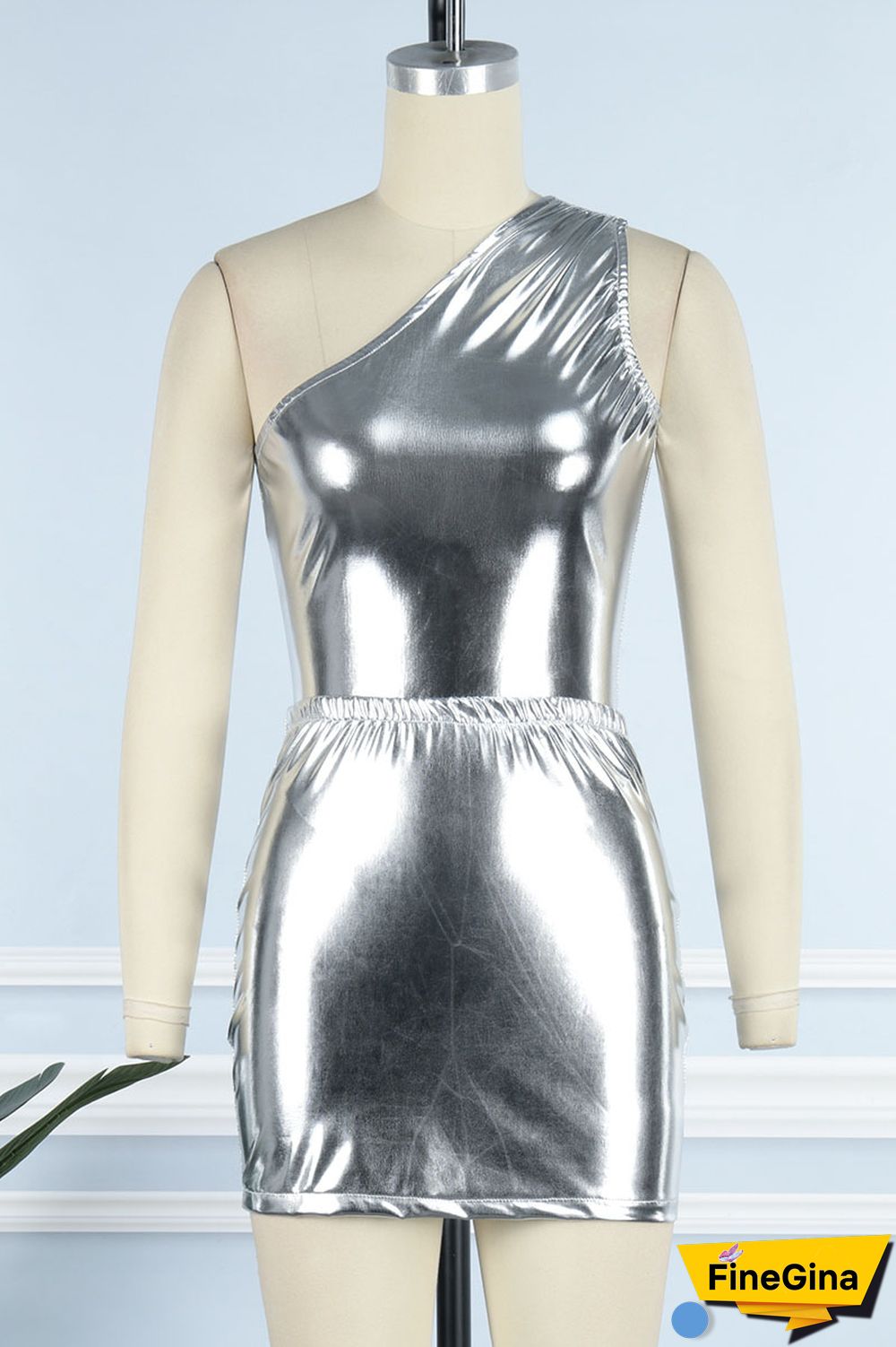 Blue Sexy Solid Patchwork Oblique Collar Sleeveless Two Pieces