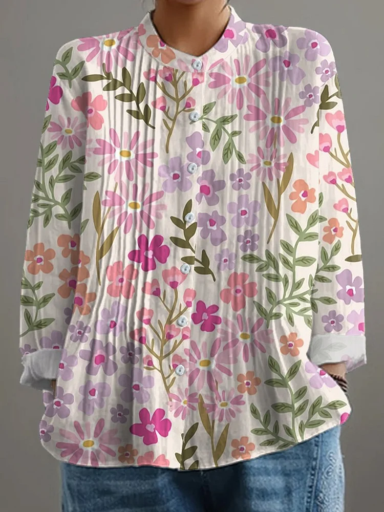 Women's Retro Floral Art Print Casual Shirt 