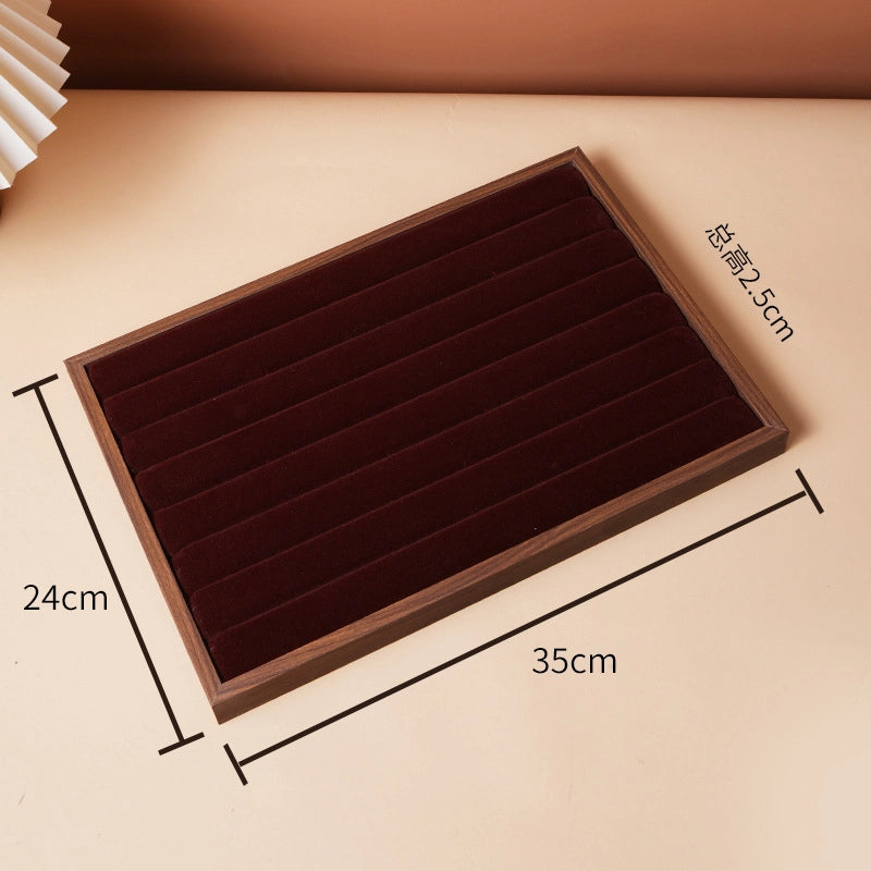 1 Piece Walnut Retro Solid Color Jewelry Display
