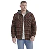 Men's Thicken Plaid Shirt Fleece-Lined Plus Size Windproof Hooded Jacket Coat