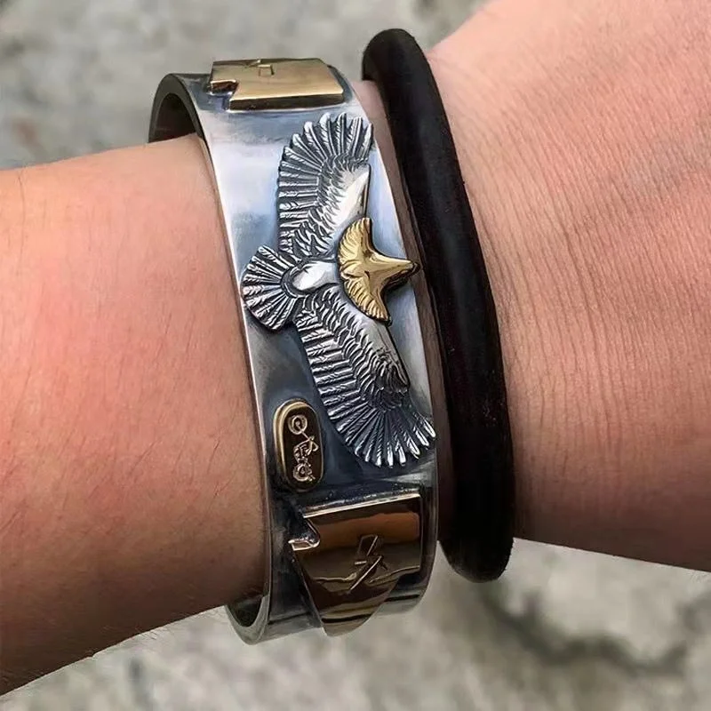 925 Silver Gold Eagle Bracelet