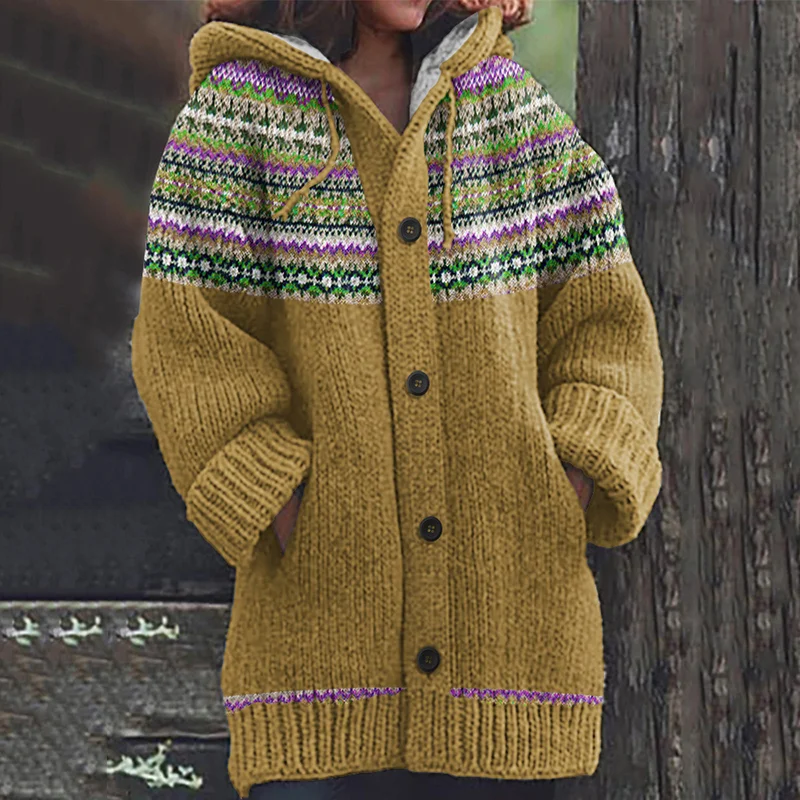 Vintage Icelandic Irregular Geometry Women's Knitted Sweater